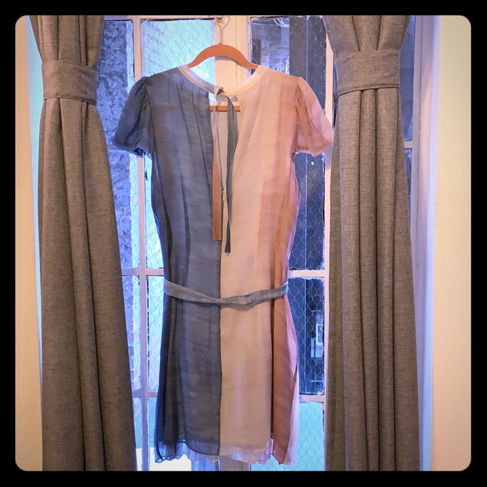 Woman’s BCBG Silk Pink & Blue dress with pleats